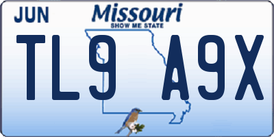 MO license plate TL9A9X