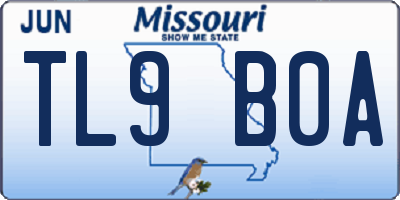 MO license plate TL9B0A