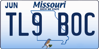 MO license plate TL9B0C