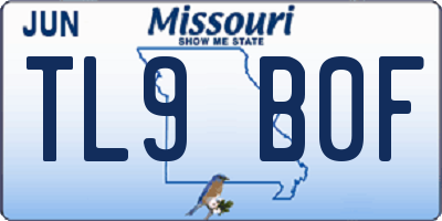 MO license plate TL9B0F