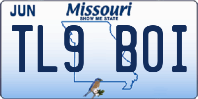 MO license plate TL9B0I