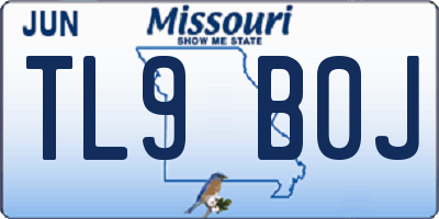MO license plate TL9B0J