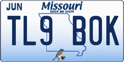 MO license plate TL9B0K