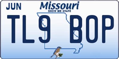 MO license plate TL9B0P