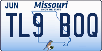 MO license plate TL9B0Q