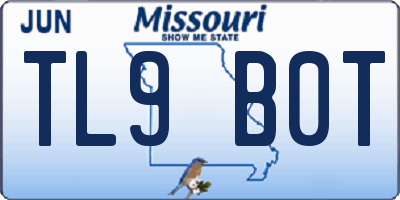 MO license plate TL9B0T