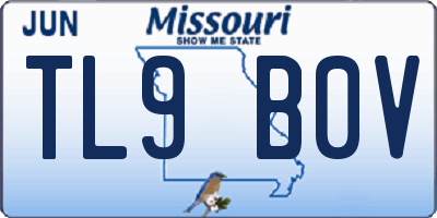MO license plate TL9B0V