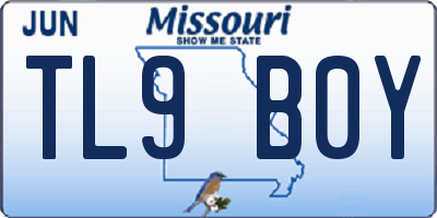 MO license plate TL9B0Y