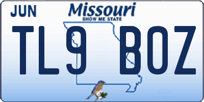 MO license plate TL9B0Z