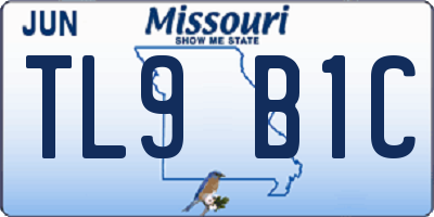 MO license plate TL9B1C