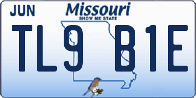 MO license plate TL9B1E