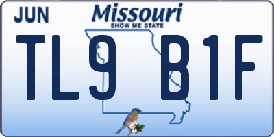 MO license plate TL9B1F