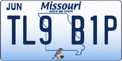 MO license plate TL9B1P