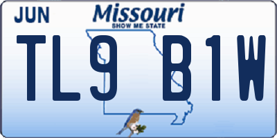 MO license plate TL9B1W