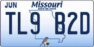 MO license plate TL9B2D