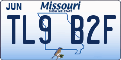 MO license plate TL9B2F
