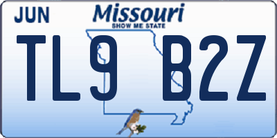 MO license plate TL9B2Z