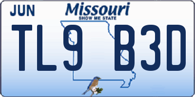 MO license plate TL9B3D
