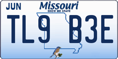 MO license plate TL9B3E