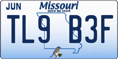 MO license plate TL9B3F