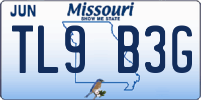 MO license plate TL9B3G
