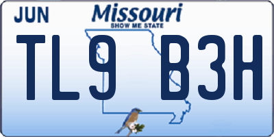 MO license plate TL9B3H