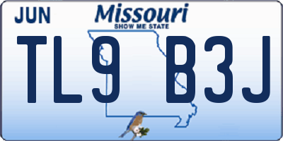 MO license plate TL9B3J