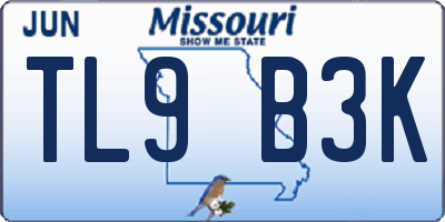 MO license plate TL9B3K