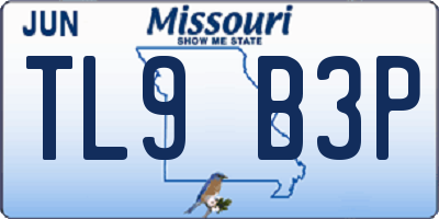 MO license plate TL9B3P