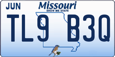MO license plate TL9B3Q