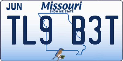 MO license plate TL9B3T