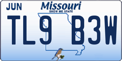MO license plate TL9B3W