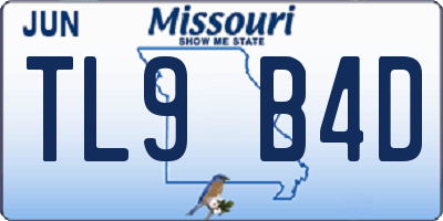 MO license plate TL9B4D