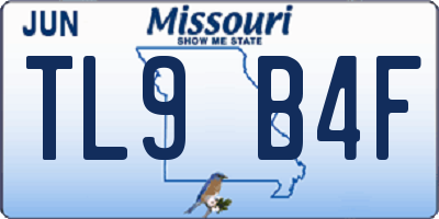 MO license plate TL9B4F