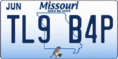 MO license plate TL9B4P