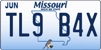 MO license plate TL9B4X