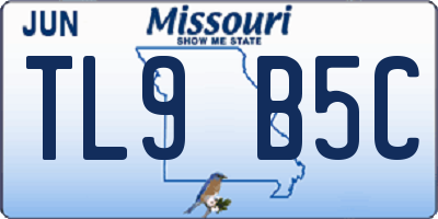 MO license plate TL9B5C