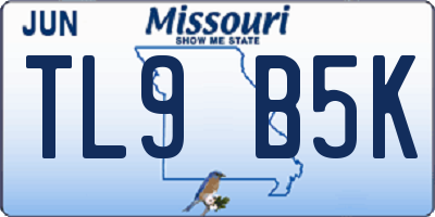 MO license plate TL9B5K