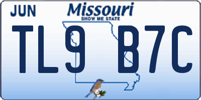 MO license plate TL9B7C