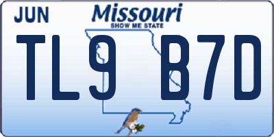 MO license plate TL9B7D