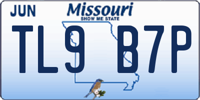 MO license plate TL9B7P