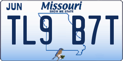 MO license plate TL9B7T