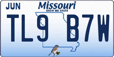 MO license plate TL9B7W