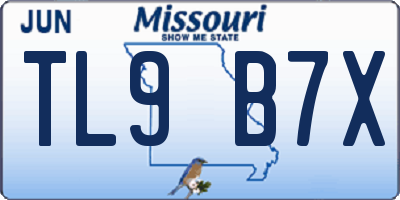 MO license plate TL9B7X