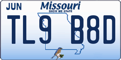 MO license plate TL9B8D