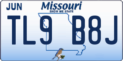 MO license plate TL9B8J