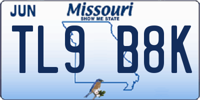 MO license plate TL9B8K
