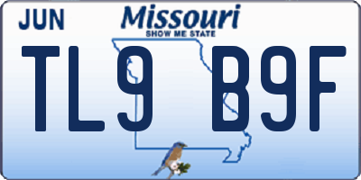 MO license plate TL9B9F