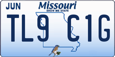 MO license plate TL9C1G