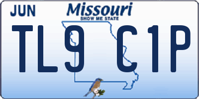 MO license plate TL9C1P